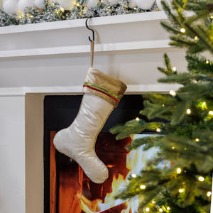 Classic White Festive Stocking with Shiny Golden Cuff - ironyhome