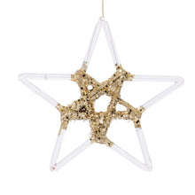 Clear Star Glass Ornament with Gold Glitter - Set of 6 - ironyhome