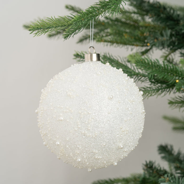 Clear Sugar Bead Ball Ornament - Set of 6 - ironyhome