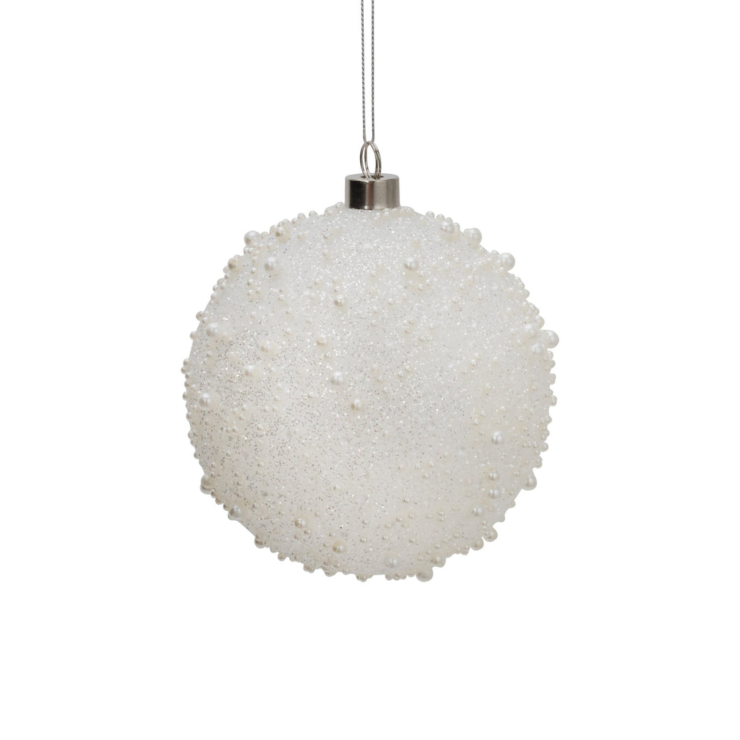Clear Sugar Bead Ball Ornament - Set of 6 - ironyhome
