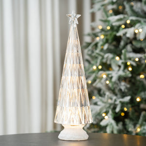 Cone Tree Table Top with LED Lights & Rotating Base - ironyhome