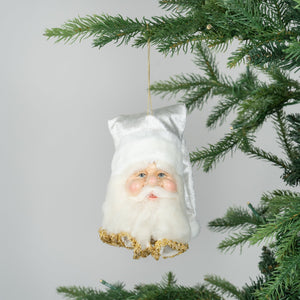 Cream Hat Santa Head Ornament