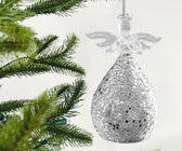 Crystal Angel Finial Ornament with Silver Sequin - Set of 6 - ironyhome