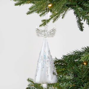 Crystal Angel Ornament with White Base - Set of 6 - ironyhome