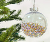 Crystal Ball Ornament with Gold & Iridescent Beads - Set of 6 - ironyhome
