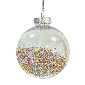 Crystal Ball Ornament with Gold & Iridescent Beads