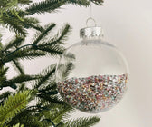 Crystal Ball Ornament with Multicolor Beads - Set of 6 - ironyhome