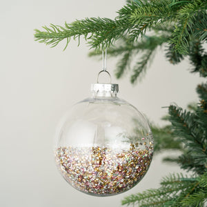 Crystal Ball Ornament with Multicolor Beads - Set of 6 - ironyhome