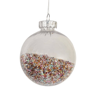Crystal Ball Ornament with Multicolor Beads - Set of 6 - ironyhome