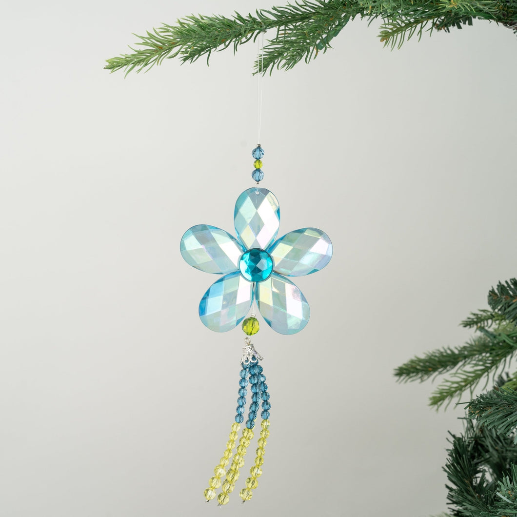 Crystal Daisy Ornament with Tassels - Set of 6 - ironyhome