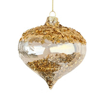 Crystal Glass Onion Ornament with Sparkling Gold Beads - Set of 6 - ironyhome