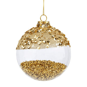 Crystal Glass Ornament with Sparkling Gold Beads - ironyhome