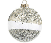 Crystal Glass Ornament with Sparkling Silver Beads - Set of 4 - ironyhome