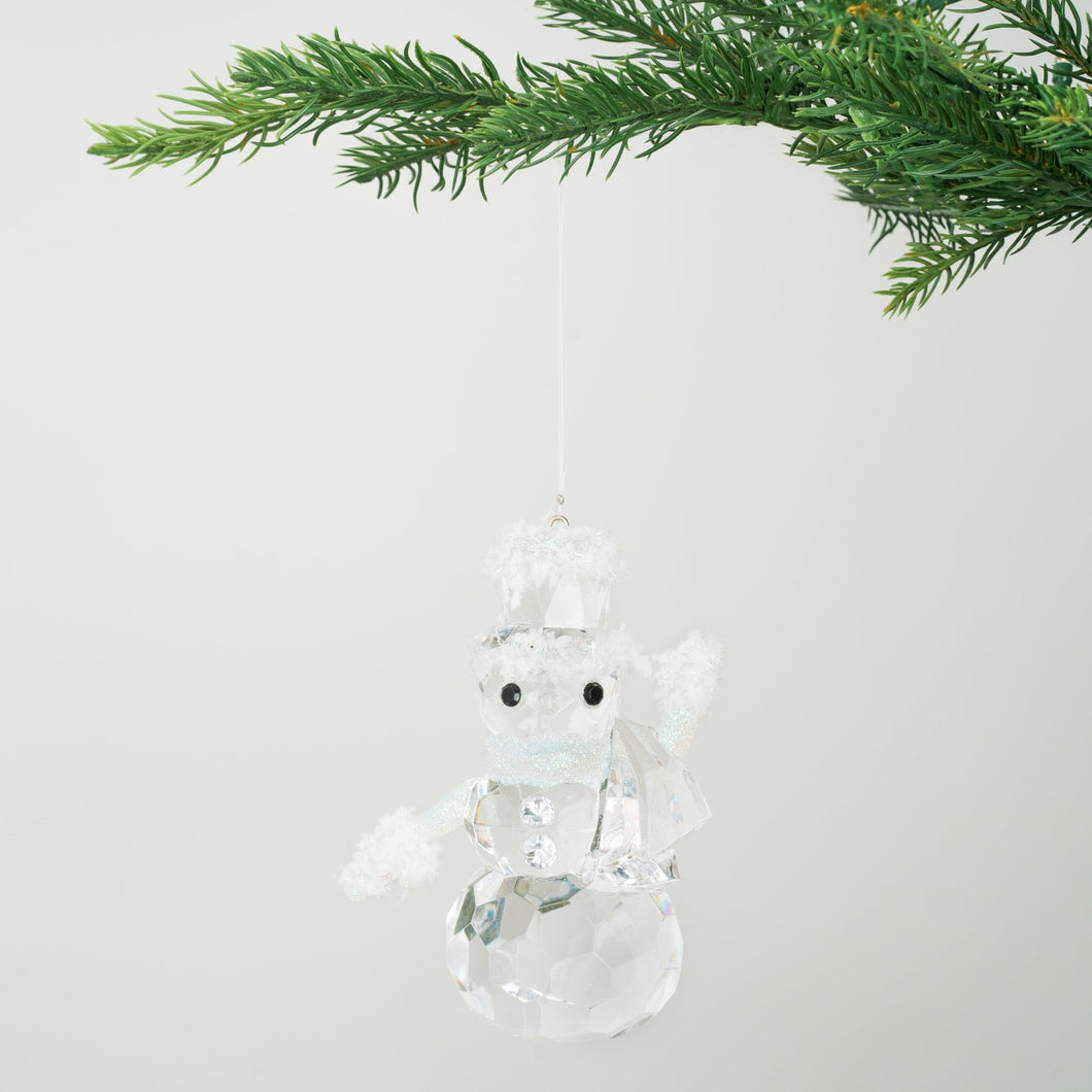 Crystal Snowman with Glitter Ornament - Set of 4 - ironyhome