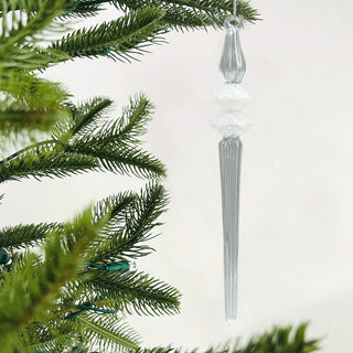 Crystal & White Glitter Finial Festive Ornament - Set of 6 - ironyhome