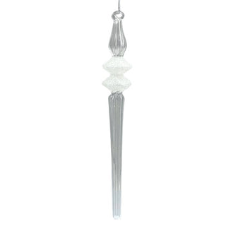 Crystal & White Glitter Finial Festive Ornament - Set of 6 - ironyhome