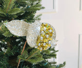 Deluxe Gold Glitter Pomegranate Ornament Clip-On - Set of 4 - ironyhome