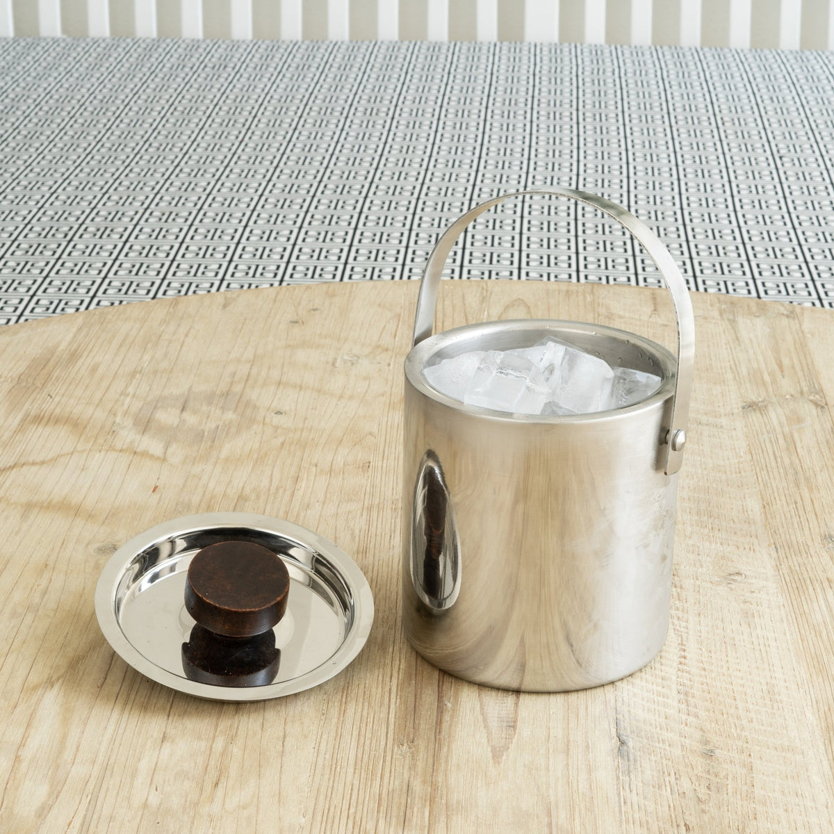 Double Walled Ice Bucket with Wooden Knob