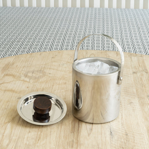 Double Walled Ice Bucket with Wooden Knob - ironyhome
