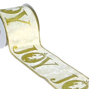 Dupion Ribbon with Joy Embroidery - ironyhome