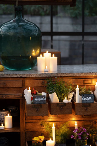 Eledea Medium Pillar Candle Off White - ironyhome