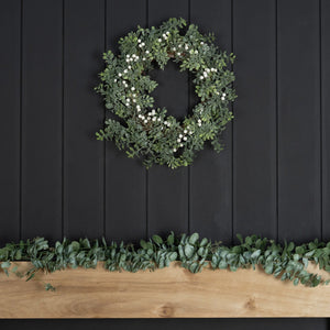 Eucalyptus Round Garland in Green with Glitter - ironyhome