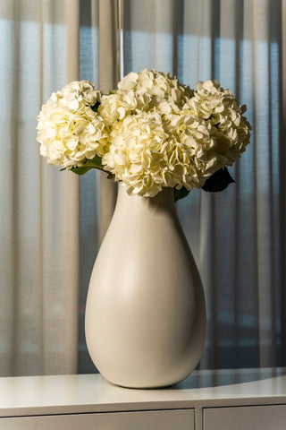 Faux White Hydrangea with Leaves - Set of 4 - ironyhome