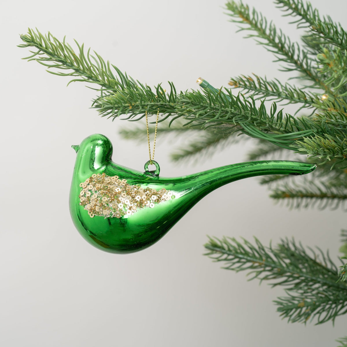 Festive Bird ornament with Glitter