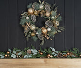 Festive Foliage Wreath with Gold Ball Ornaments - ironyhome