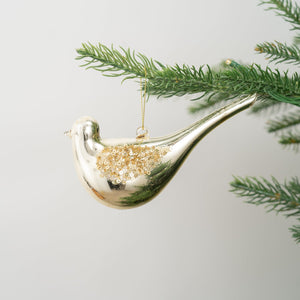 Festive Bird ornament with Glitter