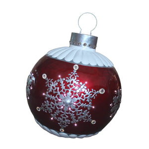 Oversized Under the Tree Ball with LED lights - Cherry Red & White