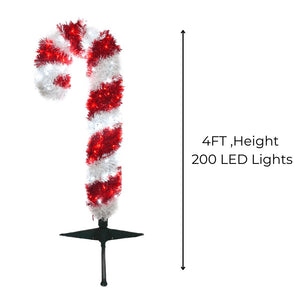 Festive Red and White Candy Cane Display - LED Lights