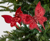 Festive Red Ruby Butterfly Clip-on Ornament - Set of 6 - ironyhome