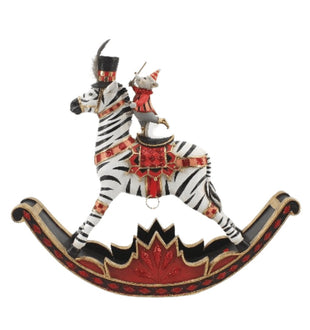 Festive Rocking Zebra with Mouse Soldier Table Top - ironyhome