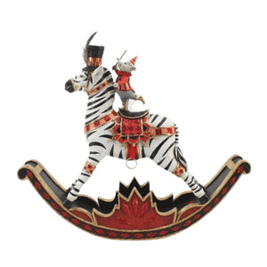 Festive Rocking Zebra with Mouse Soldier Table Top