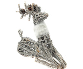 Festive Rustic Twig Seated Reindeer with White Fur Collar - ironyhome