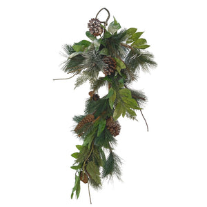 Festive Swag with Silver Tinsel & Pinecones - ironyhome