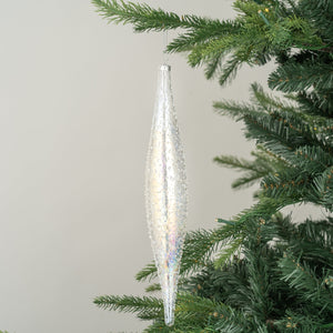 Finial Iridescent & Silver Ornament with Sugar Beads