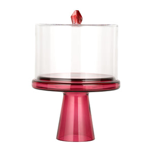 Flat Crystal Dome with Cyclamen Tinted Glass Stand - ironyhome