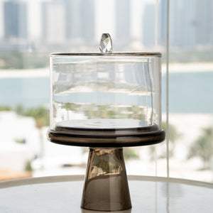 FLAT CRYSTAL DOME WITH TINTED GLASS STAND - ironyhome