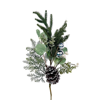 Flocked Pine Cone and Silver Bells Tree Pick - ironyhome