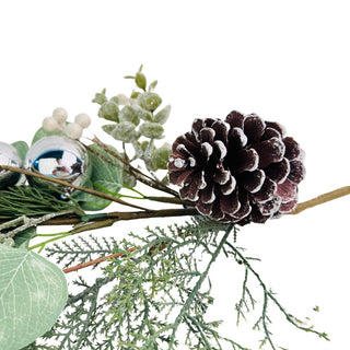 Flocked Pine Cone and Silver Bells Tree Pick - ironyhome