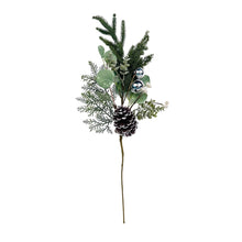 Flocked Pine Cone and Silver Bells Tree Pick - ironyhome