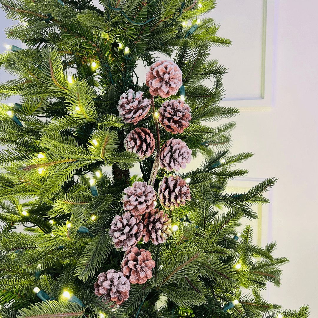 Flocked Pinecones Christmas Tree Pick