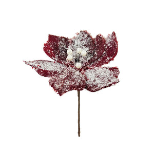 Flocked Red Flower Christmas Tree Pick