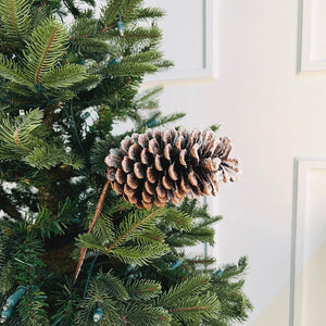 Flocked Single Pinecone Christmas Tree Pick - Set of 6 - ironyhome