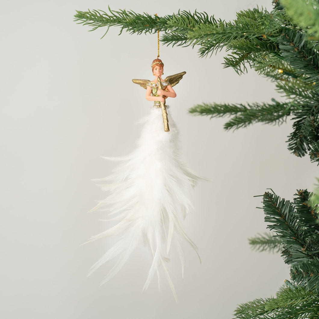 Flute Player with Feather Skirt Ornament - ironyhome