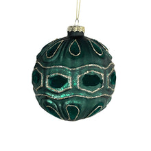 Forest Green Ball Ornament with Velvet Detailing - Set of 6 - ironyhome