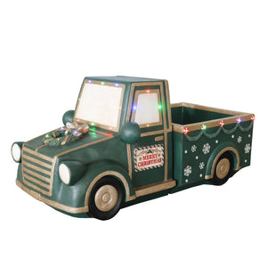 Forest Green Christmas Truck Decoration with LED Lights and Music - ironyhome