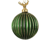 Forest Green Hand-Blown Ribbed Glass Ball Ornament - Set of 6 - ironyhome